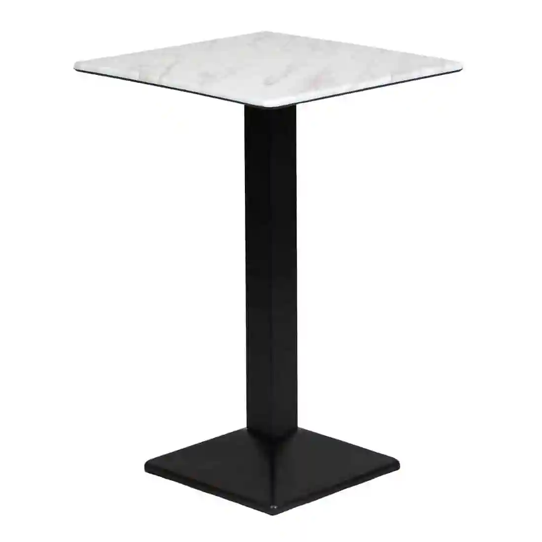 Turin Metal Base 600mm Square Poseur Table with Laminate Top in Marble - Image 1