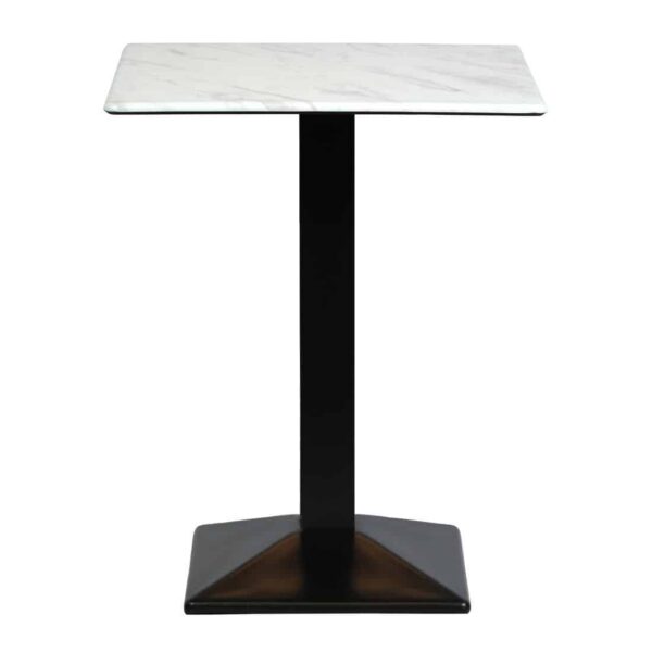 Turin Metal Base 600mm Square Poseur Table with Laminate Top in Marble - Image 2