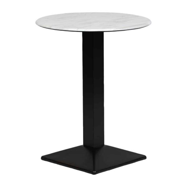 Turin Metal Base 600mm Round Poseur Table with Laminate Top in Marble - Image 2