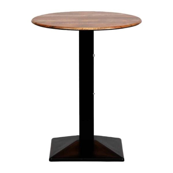 Turin Metal Base 600mm Round Poseur Table w/Laminate Top in Planked Oak - Image 2