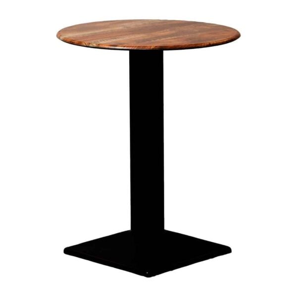 Turin Metal Base 600mm Round Poseur Table w/Laminate Top in Planked Oak - Image 4