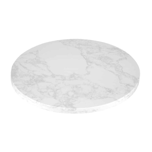 Bolero Round Marble Effect Tabletop White 600mm - Image 4