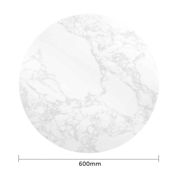 Bolero Round Marble Effect Tabletop White 600mm - Image 6