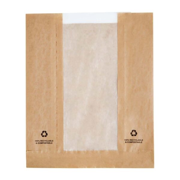 Fiesta Compostable Food Bags with Glassine Windows (Pack of 1000) - Image 2