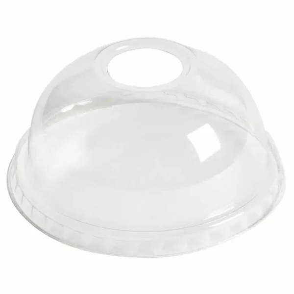 eGreen Flexy-Glass Recyclable Domed Lids For Half Pint and Hi-Ball Glasses With Hole 77mm (1000 pack) - Image 1