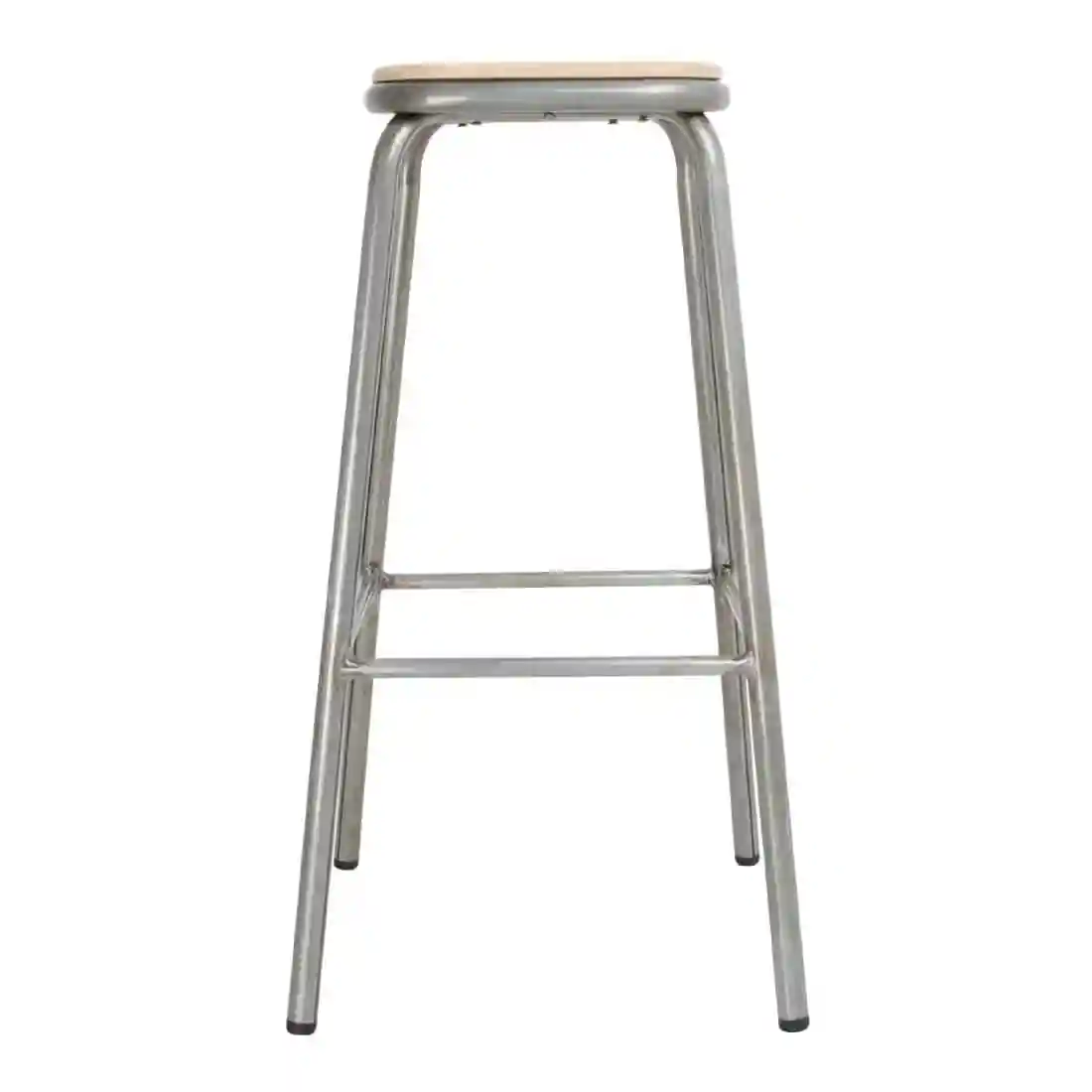 Bolero Galvanised Steel High Stools with Wooden Seatpad (Pack of 4) - Image 2