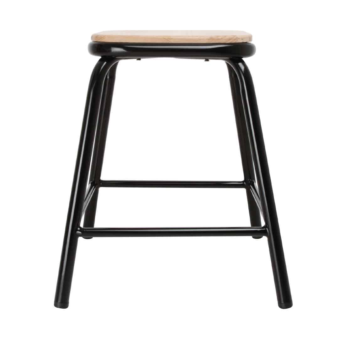 Bolero Cantina Low Stools with Wooden Seat Pad Black (Pack of 4) - Image 3