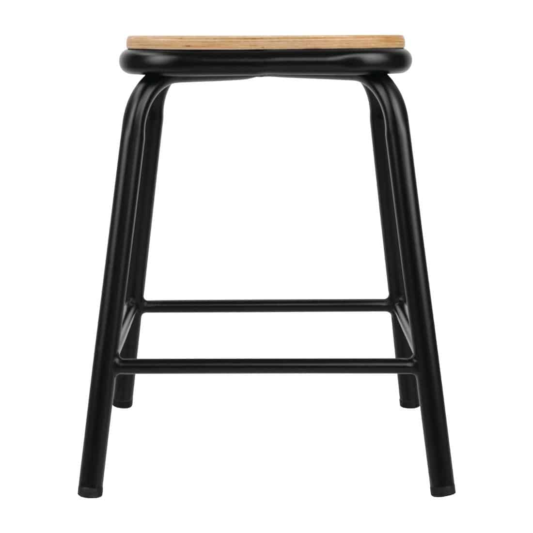 Bolero Cantina Low Stools with Wooden Seat Pad Black (Pack of 4) - Image 5