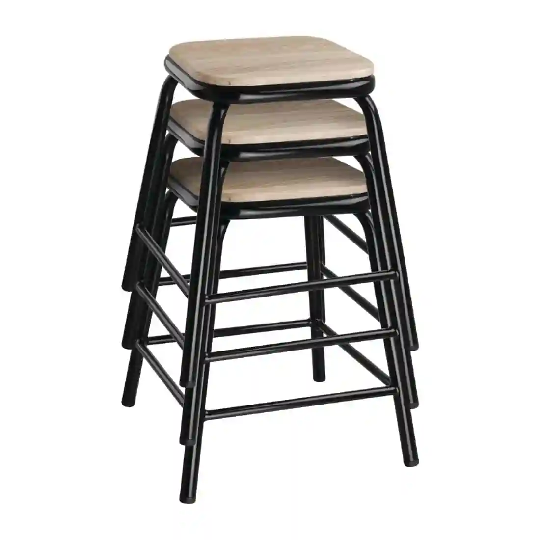 Bolero Cantina Low Stools with Wooden Seat Pad Black (Pack of 4) - Image 7