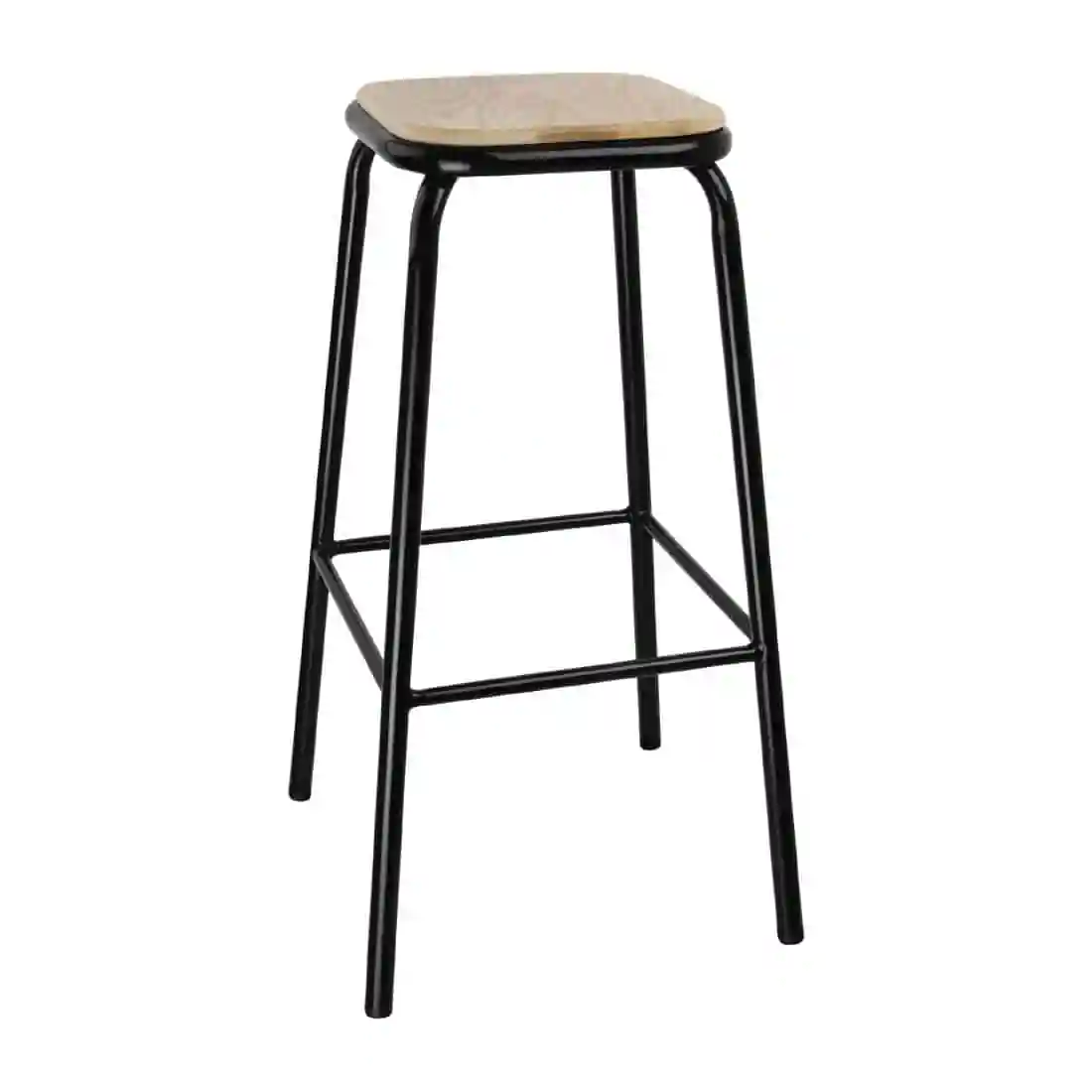Bolero Cantina High Stools with Wooden Seat Pad Black (Pack of 4) - Image 1
