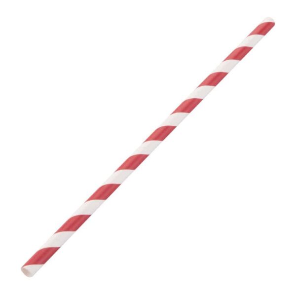Fiesta Compostable Paper Straws Red Stripes (Pack of 250) - Image 2