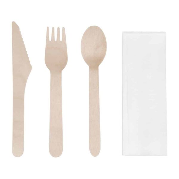 Fiesta Compostable Wooden Cutlery Meal Pack (Pack of 250) - Image 2