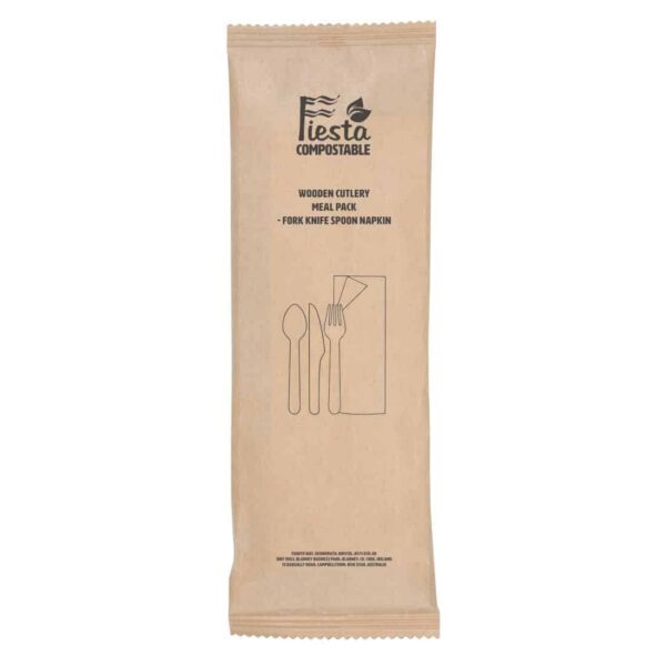 Fiesta Compostable Wooden Cutlery Meal Pack (Pack of 250) - Image 3