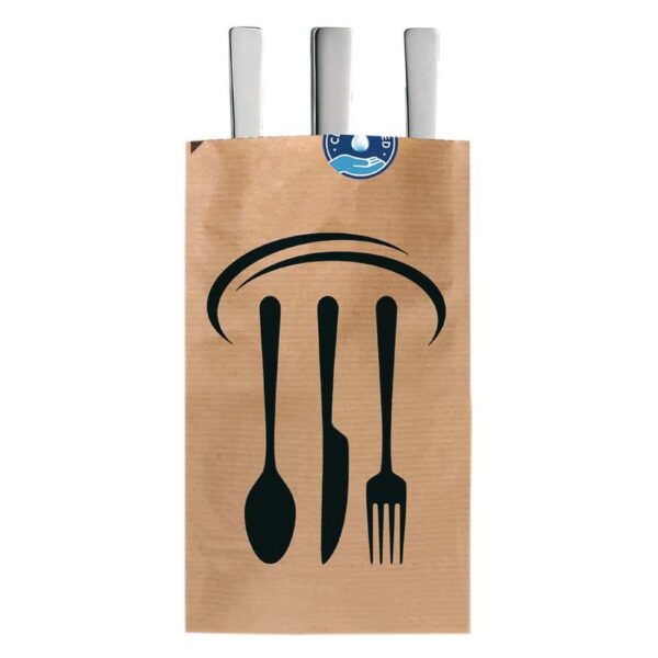 Kraft Recyclable Sealable Paper Cutlery Bags (Pack of 2000) - Image 3