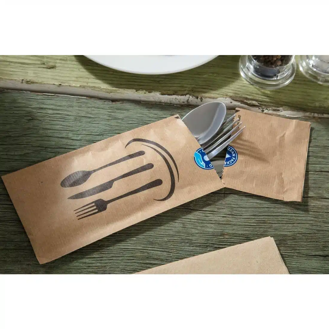 Kraft Recyclable Sealable Paper Cutlery Bags (Pack of 2000) - Image 8