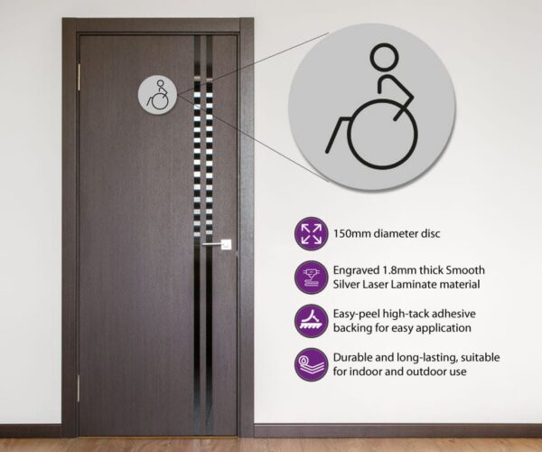 Disabled Toilet Door Symbol Left 150mm - Image 2