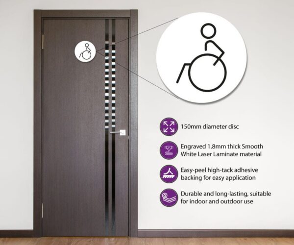 Disabled Toilet Door Symbol Left 150mm - Image 4