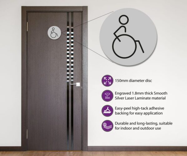 Disabled Toilet Door Symbol Right. 150mm - Image 2