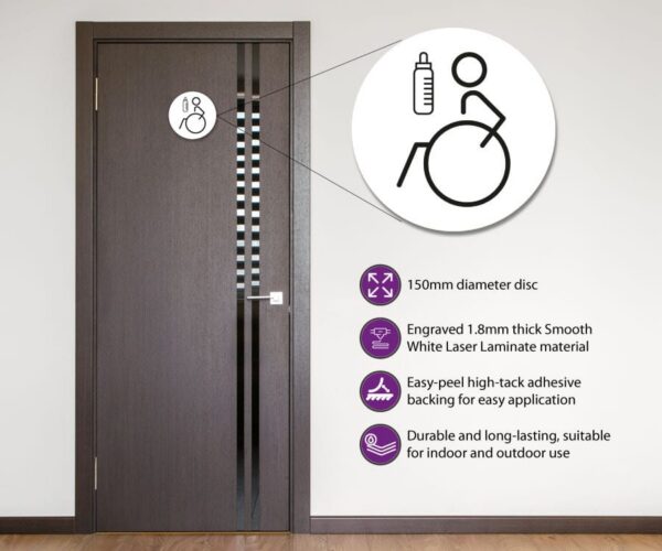 Disabled & Baby Change Toilet Door Symbol Left 150mm - Image 4