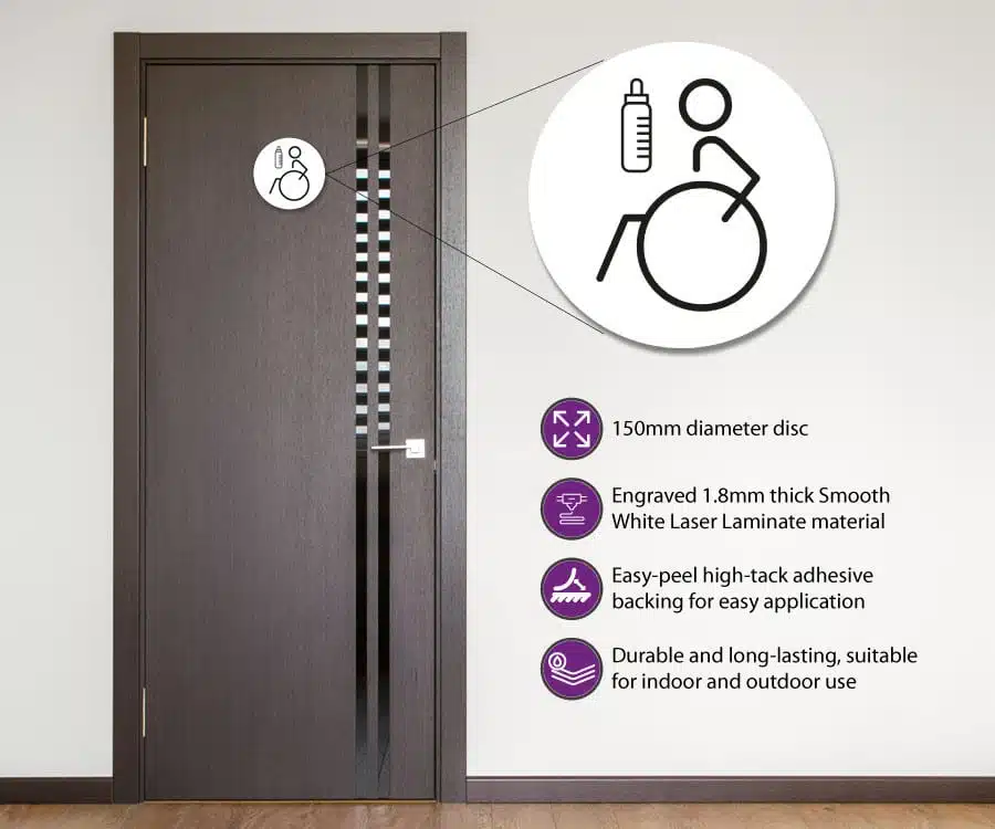 Disabled & Baby Change Toilet Door Symbol Left 150mm - Image 3