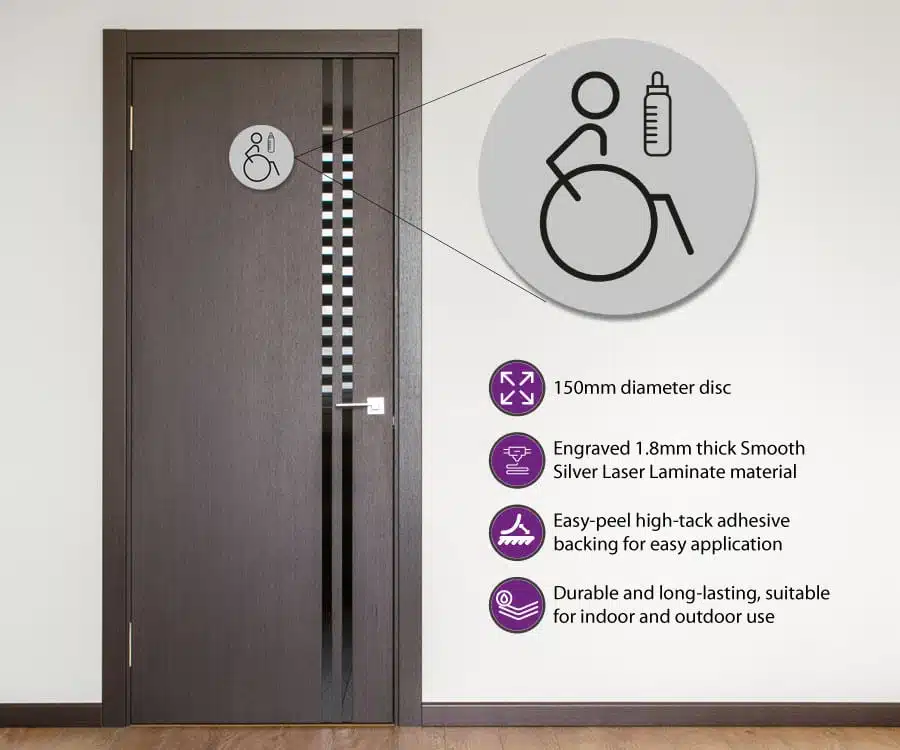 Disabled & Baby Change Toilet Door Symbol Right 150mm - Image 1