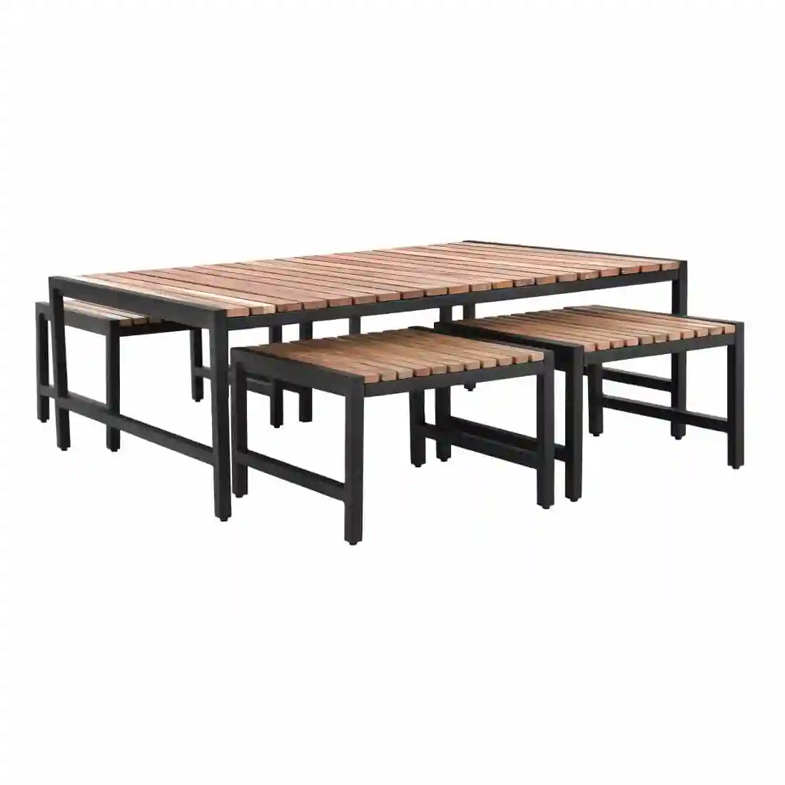 Bolero Steel and Acacia Low Coffee Table 1200x800mm - Image 4