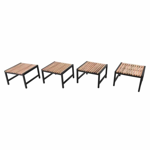 Bolero Steel and Acacia Low Bar Stools (Pack of 4) - Image 5