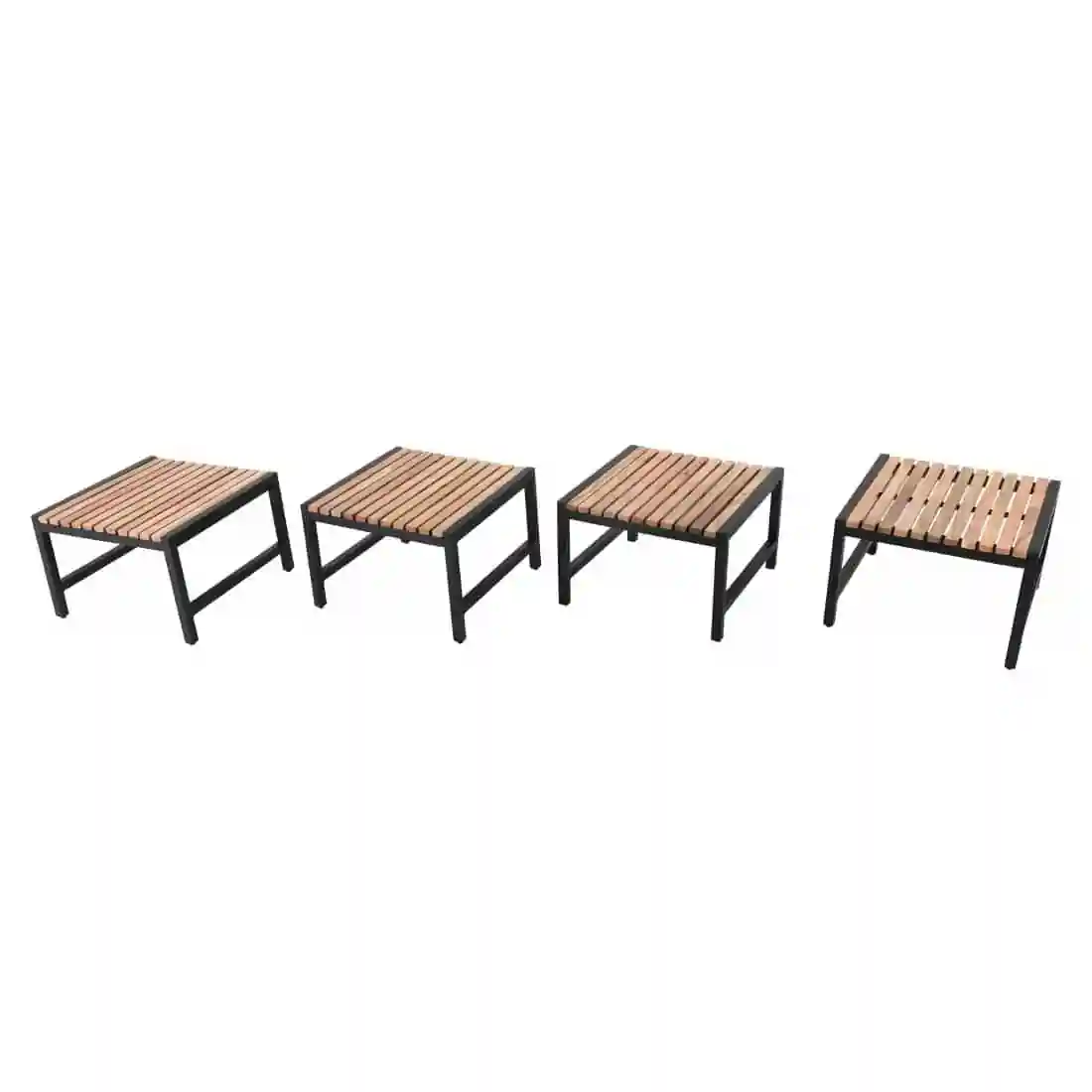 Bolero Steel and Acacia Low Bar Stools (Pack of 4) - Image 4