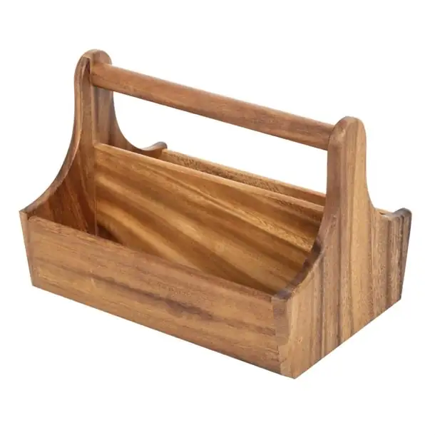 Acacia Wood Condiment Basket - Image 2