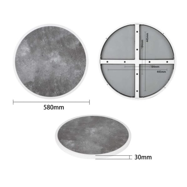 Bolero Fibre Glass Round Table Top Dark Stone Effect 580mm - Image 5