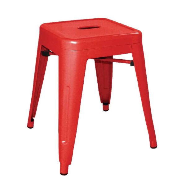Bolero Bistro Steel Low Stool Red (Pack Of 4) - Image 2