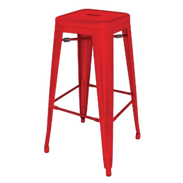Bolero Bistro Steel High Stool Red (Pack of 4) - Image 2