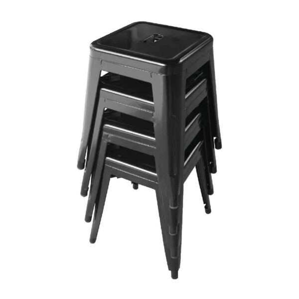 Bolero Bistro Steel Low Stool Black (Pack Of 4) - Image 2