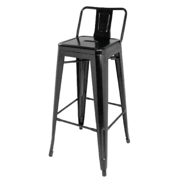 Bolero Bistro Steel High Stool with Backrest Black (Pack of 4) - Image 2