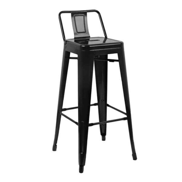 Bolero Bistro Steel High Stool with Backrest Black (Pack of 4) - Image 3