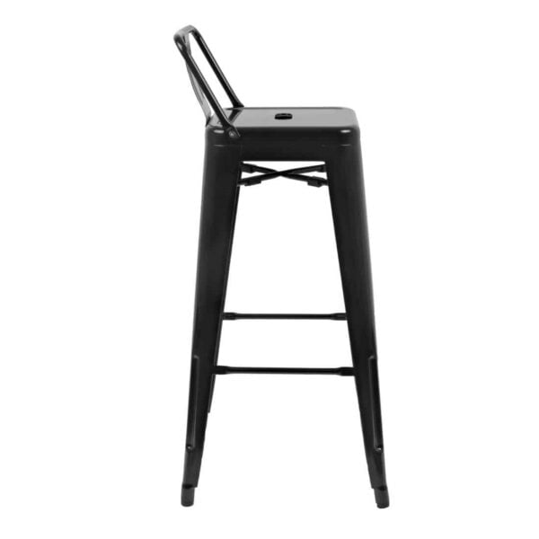 Bolero Bistro Steel High Stool with Backrest Black (Pack of 4) - Image 4