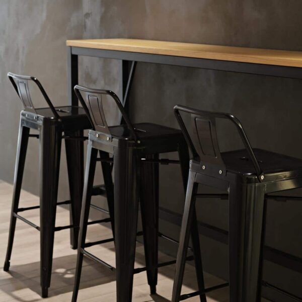 Bolero Bistro Steel High Stool with Backrest Black (Pack of 4) - Image 7