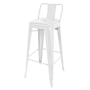 Bolero Bistro Steel High Stool With Backrest White (Pack of 4)