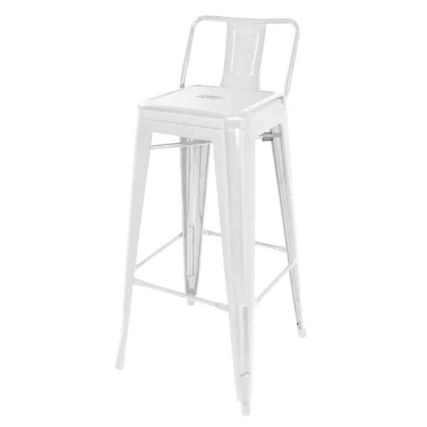 Bolero Bistro Steel High Stool With Backrest White (Pack of 4) - Image 2