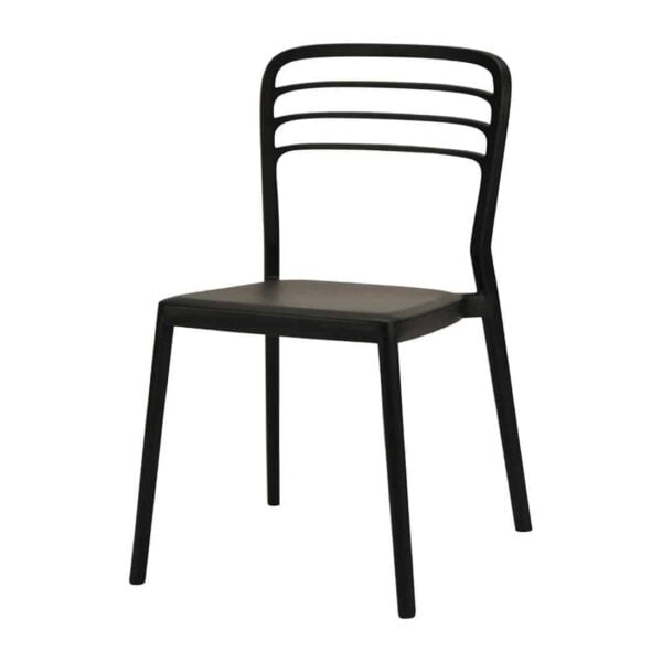 Newquay Ocean Plastic Outdoor Chair in Black (Pack of 4) - Image 2