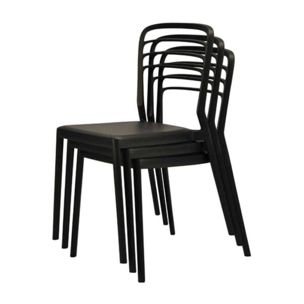 Newquay Ocean Plastic Outdoor Chair in Black (Pack of 4) - Image 6