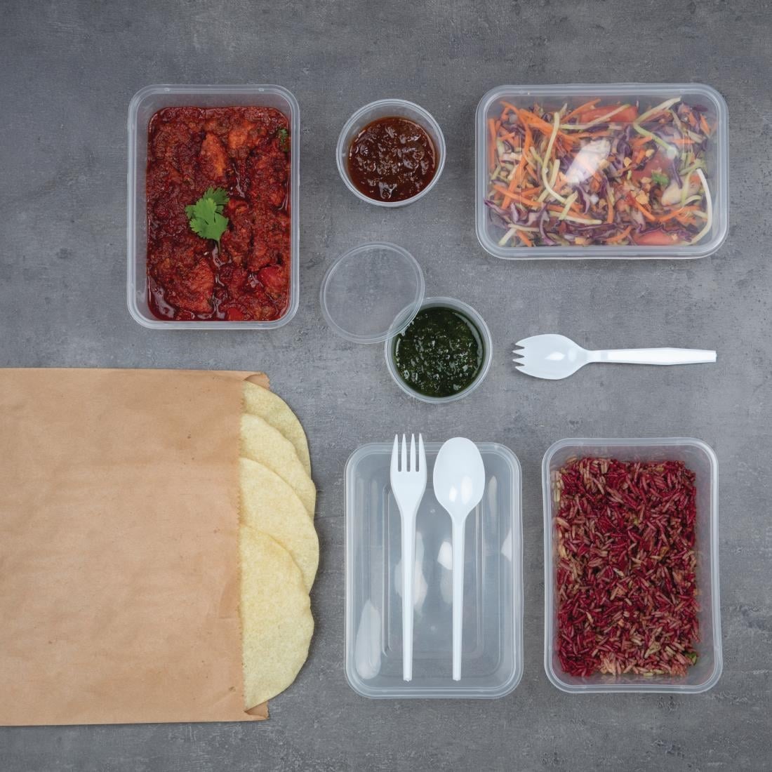 Fiesta Recyclable Plastic Microwavable Containers with Lid Small 500ml (Pack of 250) - Image 8