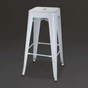 Bolero Bistro Galvanised Steel High Stools White (Pack of 4)