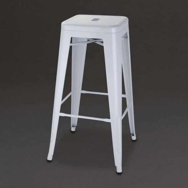 Bolero Bistro Galvanised Steel High Stools White (Pack of 4) - Image 1