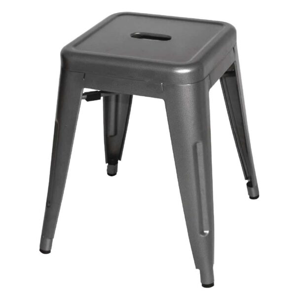Bolero Bistro Steel Low Stool Gun Metal (Pack Of 4) - Image 1