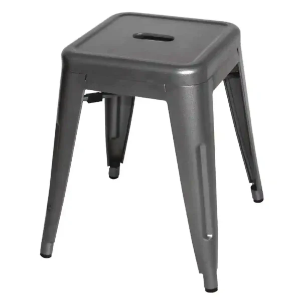 Bolero Bistro Steel Low Stool Gun Metal (Pack Of 4) - Image 1