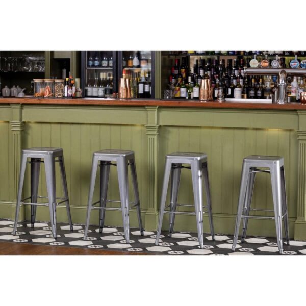 Bolero Bistro Steel High Stool Gun Metal (Pack of 4) - Image 11