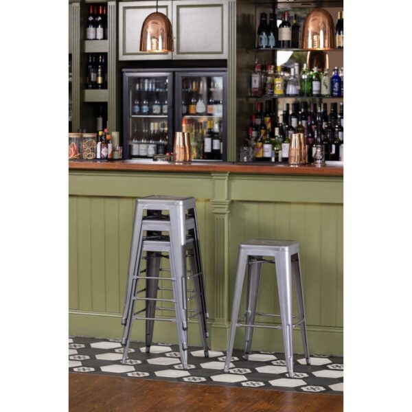 Bolero Bistro Steel High Stool Gun Metal (Pack of 4) - Image 12