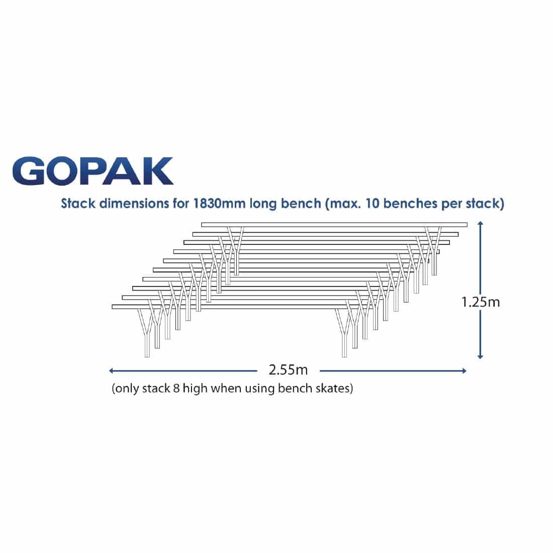Gopak Contour Stacking Bench Teak Effect 6ft - Image 3