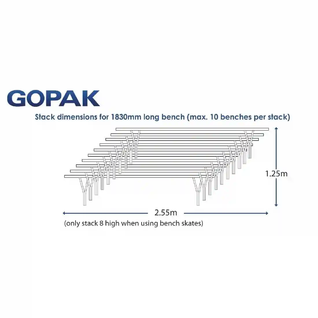 Gopak Contour Stacking Bench Blue 6ft - Image 3